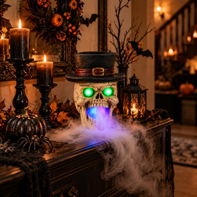 Smiling Skull Mist Fountain with Candle Hat