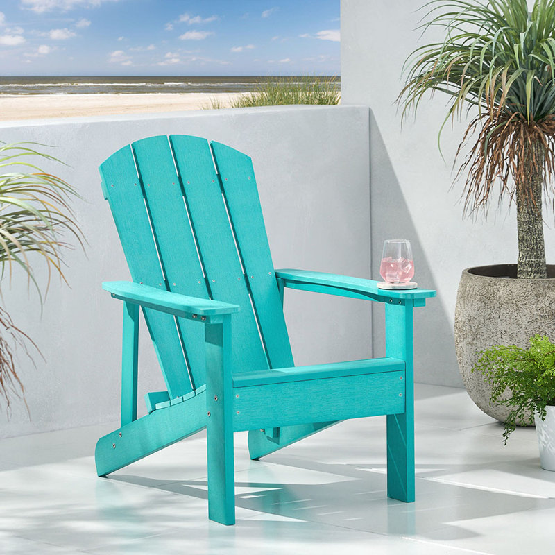 Chaise Adirondack en bois massif Fowlerville, Bleu sarcelle
