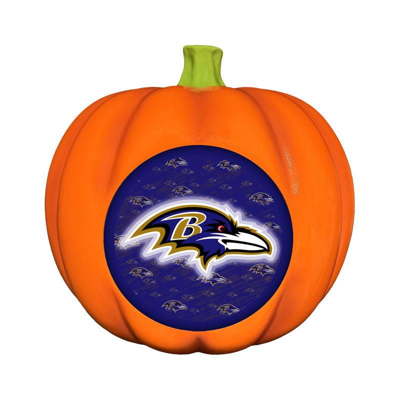 Décoration citrouille en résine avec logo DEL 3D des Ravens de Baltimore (NFL) | 25 cm