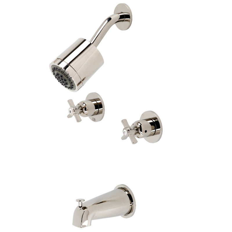 Kingston Brass Millennium Double-Handle Tub and Shower Faucet, Polished Nickel
