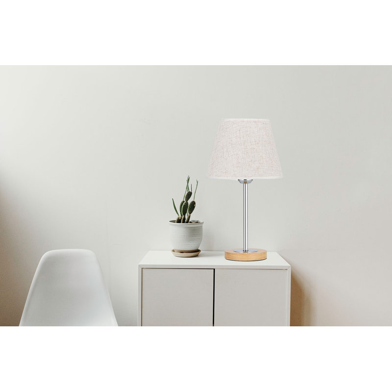 Wood Table Lamp, Linen