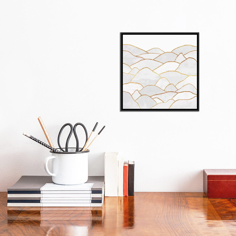 «White Hills», impression sur toile, H 18 po x l 18 po x P 1,5 po, Toile avec cadre noir, Pas de tapis