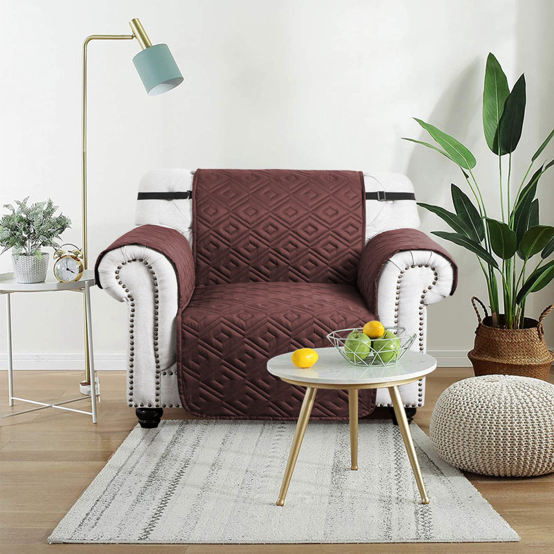 Box Cushion Sofa Slipcover, 179 cm H x 165 cm W, Brown/Beige