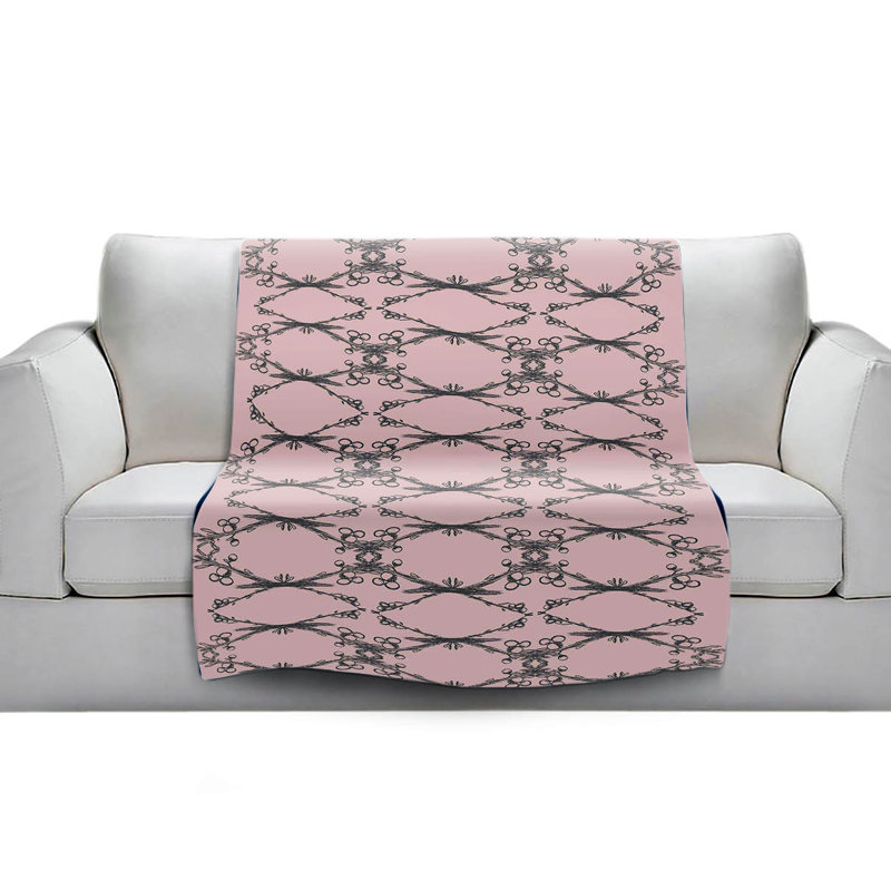 Couverture sherpa doux brindilles rose, l 51 po x L 60 po