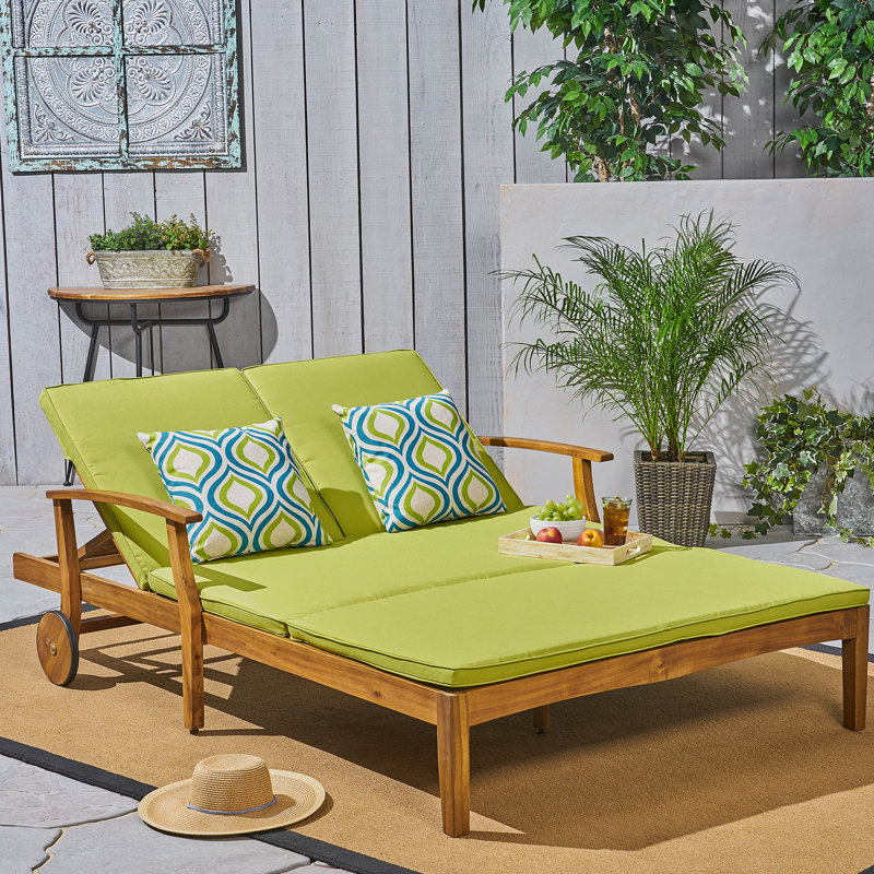 Double chaise longue de patio avec coussin, Vert