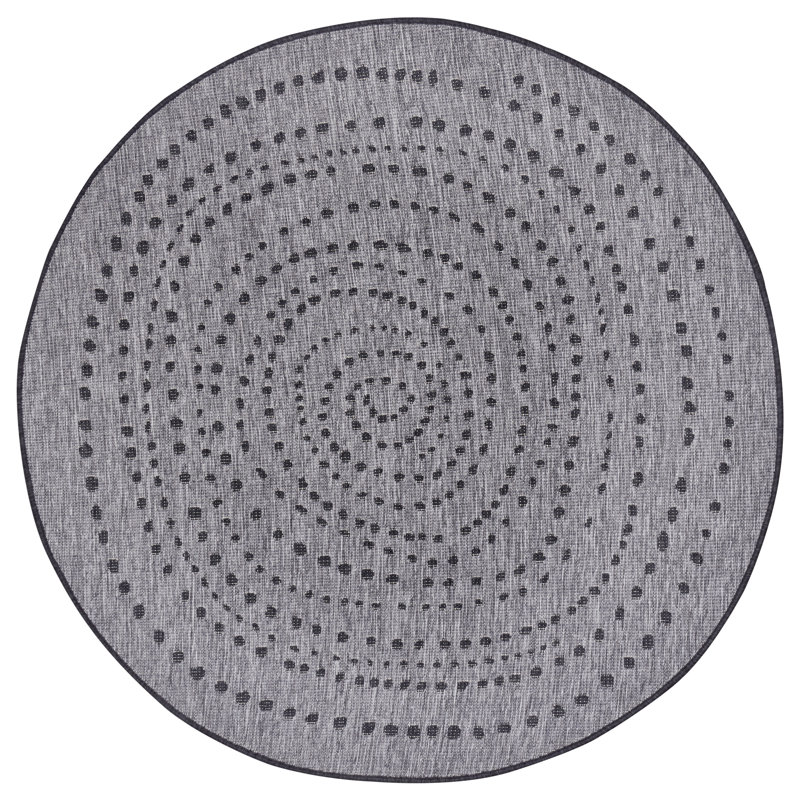 Bali Flatweave Black/White Rug, Round 200cm