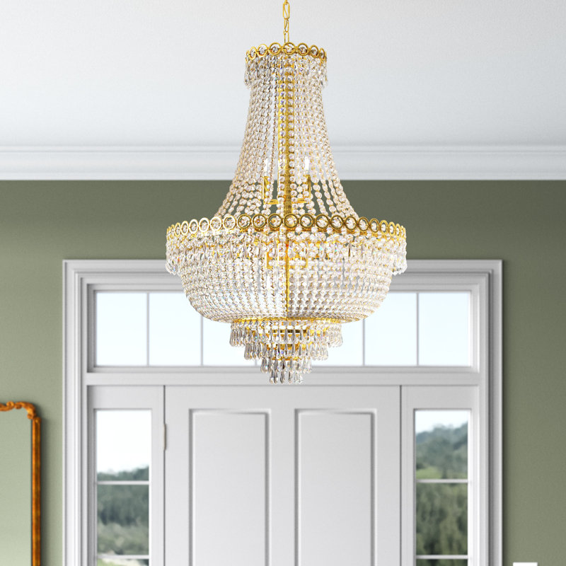Stoltz 12 - Light Dimmable Empire Chandelier, 32" H x 24" W x 24" D, Gold