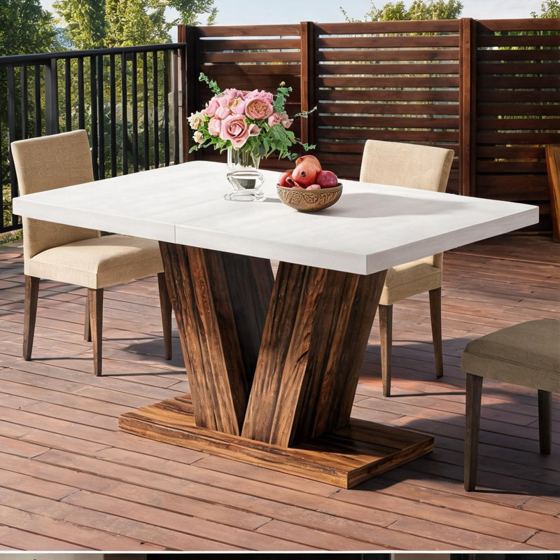 47-Inch White-Toned Rectangular Kitchen Table Seating Four Dining Table featuring Farmhouse with Solid Wood Detail