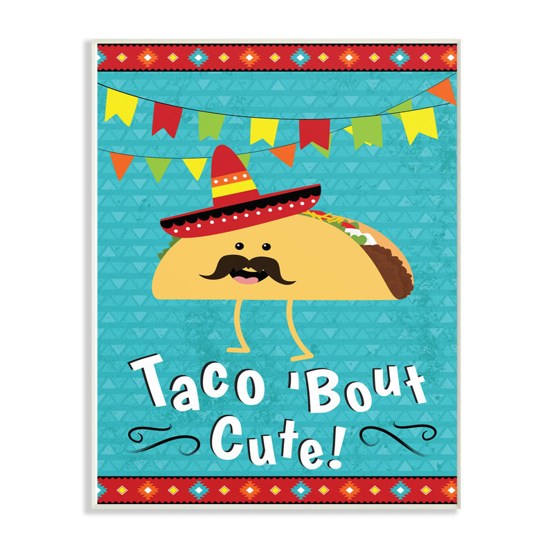 Coeburn Braeburn Taco Bout, dessin mignon avec art de moustache, H 10 po x l 15 po x P 0,5 po, Plaque murale