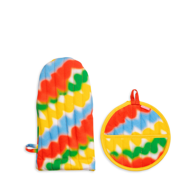 Colorful Cotton Oven Mitt and Pot Holder Set