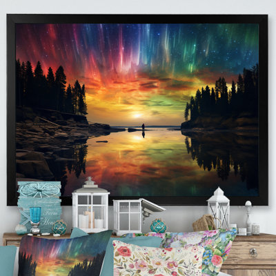 Impression sur toile Magical Aurora Borealis Artic Lake Serenity I