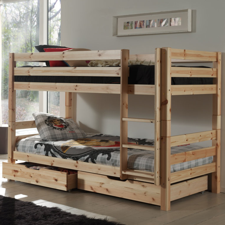 Edwards European Single (90 x 200cm) Standard Bunk Bed by Vipack, Brown