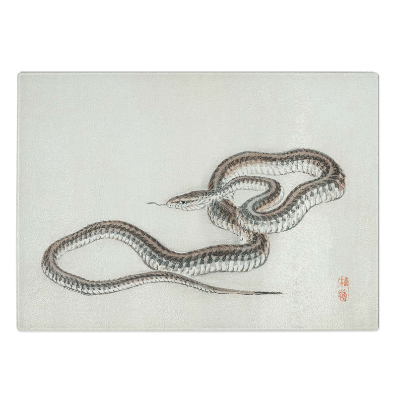 Tempered Glass Snake by Kono Bairei Chopping Board, 39 cm W x 28.5 cm L