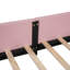 Lit plateforme tapissier simple rose avec garde-corps - look moderne, tête de lit stylée remplie de mousse