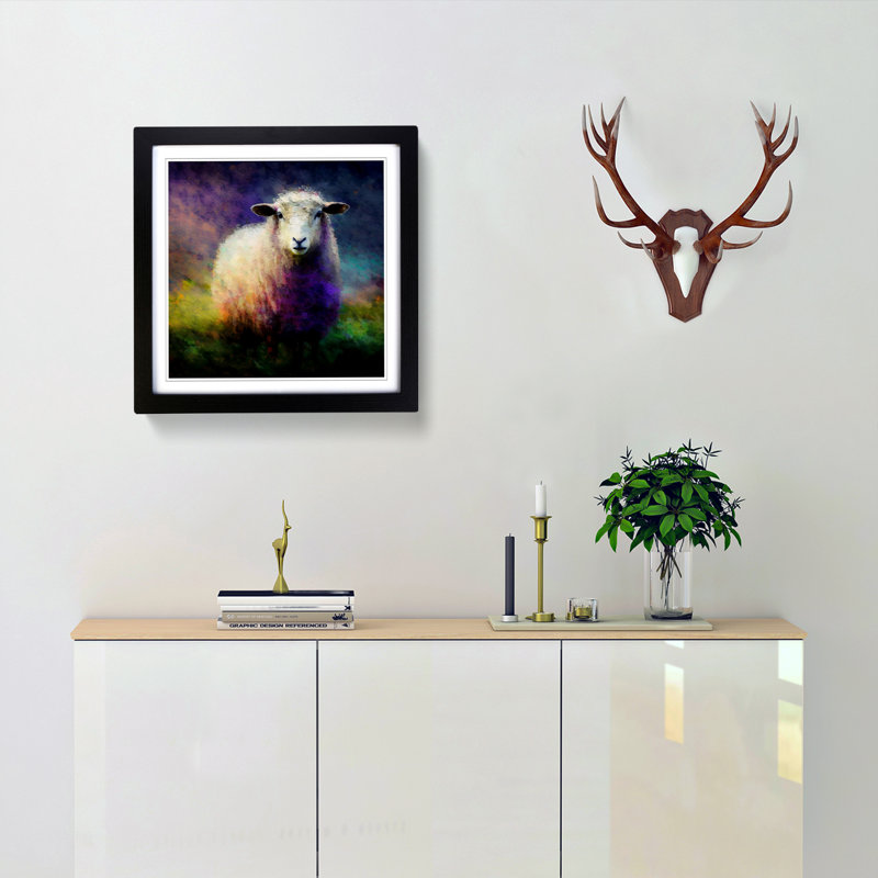 Sheep Neo-Impressionism - Framed Print, Black