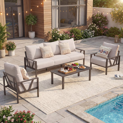 Mileyah 5 - Person Outdoor Seating Group with Cushions