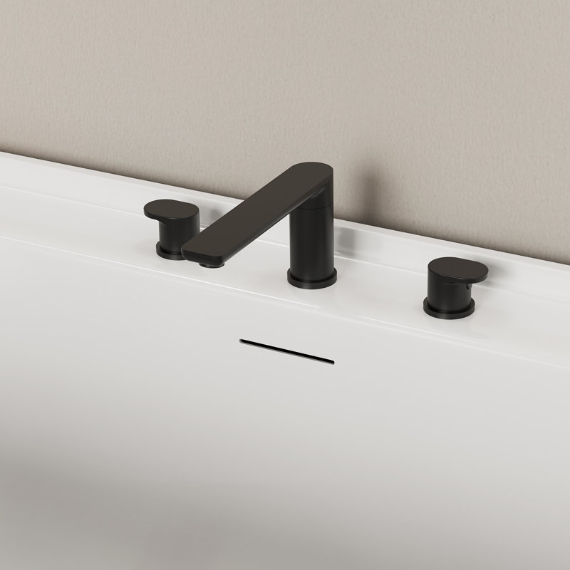 Robinet de baignoire romaine à 3 trous à fixation sur le comptoir avec bec pivotant à 360 °, Noir mat