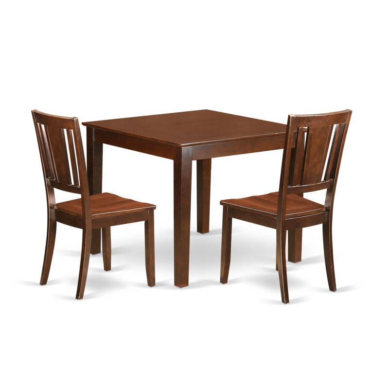 L'ensemble de salle à manger 3 pièces contient une table de salle à manger carrée et 2 chaises de cuisine, acajou, En bois