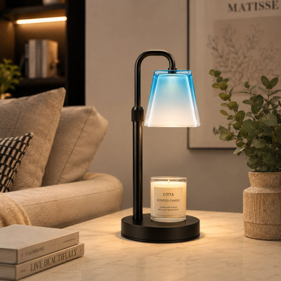 Lampe chauffe-bougie avec minuterie et variateur, brûleur à cire pour bougies parfumées en pot, cadeau de pendaison de crémaillère pour femme, hauteur réglable, pour chambres, cuisine ou bureau, décoration esthétique.