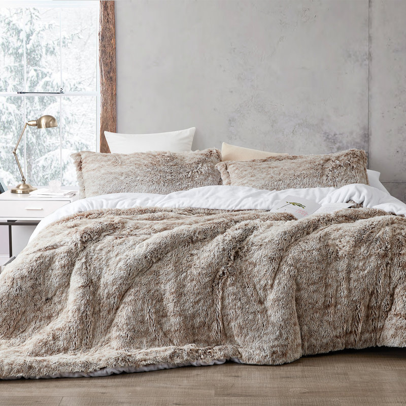 Coma Inducer Are You Kidding Plush Oversized Comforter Set, Brown, Twin XL Comforter + 1 Standard Sham