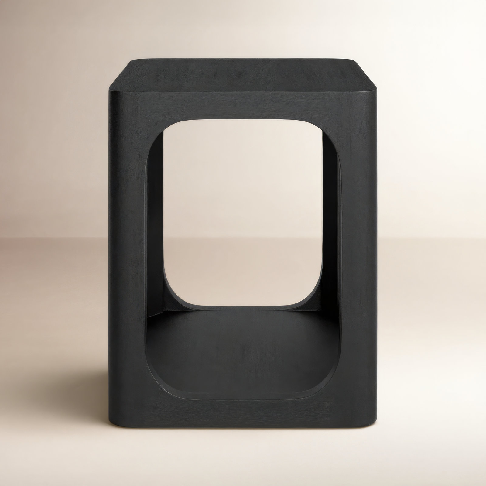 Sybil Solid Wood End Table, Black, 22" x 18"