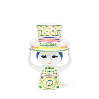 With Hat Vase H 9.6" Green