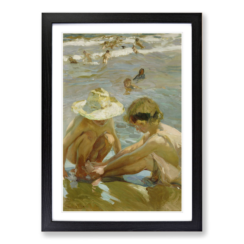 The Wounded Foot by Joaquin Sorolla Y Bastida - Picture Frame Painting, Black, 36cm H x 27cm W x 2cm D