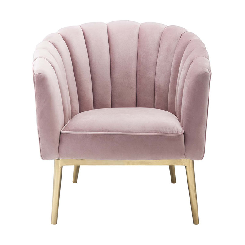 Chaise d'appoint Colla, velours rosé et finition dorée