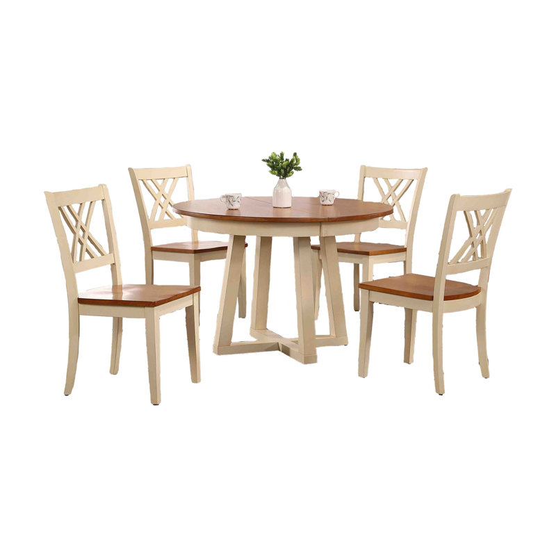 Ensemble de salle à manger 7 pièces Daiel, Caramel / biscotti, Caramel / biscotti, Cinq articles : 1 table, 4 chaises