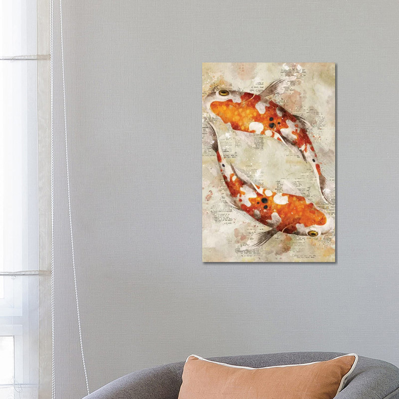Koi Fishes by Durro Art - Wrapped Canvas Print, 66.04 cm H x 45.72 cm W x 1.91 cm D