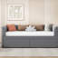 Lit de jour simple en velours gris avec 2 tiroirs ergonomiques pour un espace de rangement supplémentaire, design moderne-356793491