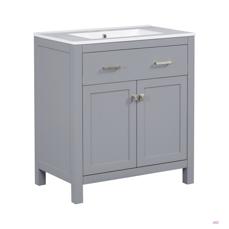 Ensemble de meuble-lavabo moderne 60 po avec lavabos doubles (séparés), lavabos doubles en céramique, tablette réglable, portes à fermeture en douceur et tiroir rabattable - Solution de salle de bain moderne pour salles de bain spacieuses