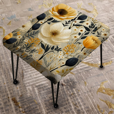 Yellow Garden Floral Serene Blooms I - Floral Rectangle Ottoman