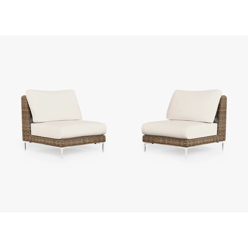 Ensemble de conversation pour fauteuil sans accoudoirs brun en osier, crème Palisades