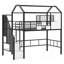 Lit mezzanine en métal avec toit et boîte de rangement, simple, noir