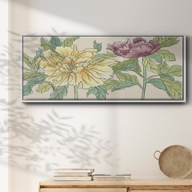 Peony Blooms II - toile encadrée, H 20 po x l 50 po