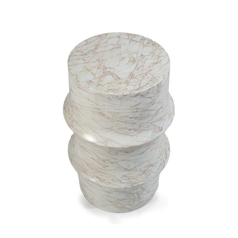 Outdoor Faux Stone Sculptural Side Table, White