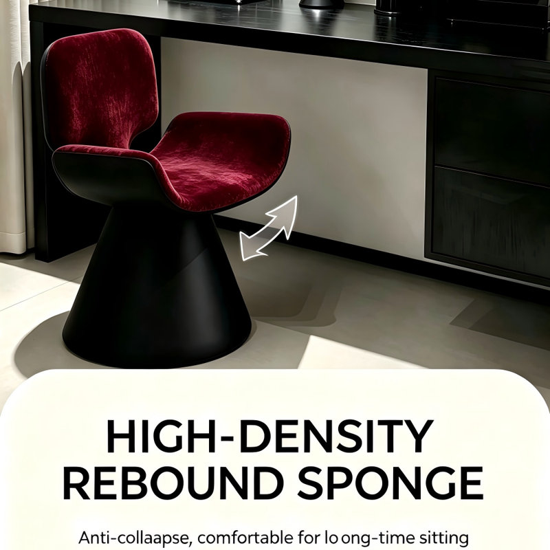 Velvet Swivel Dressing Table Chair, Modern Upholstered Makeup Accent Chair with 360° Rotatable Base for Bedroom & Vanity Room