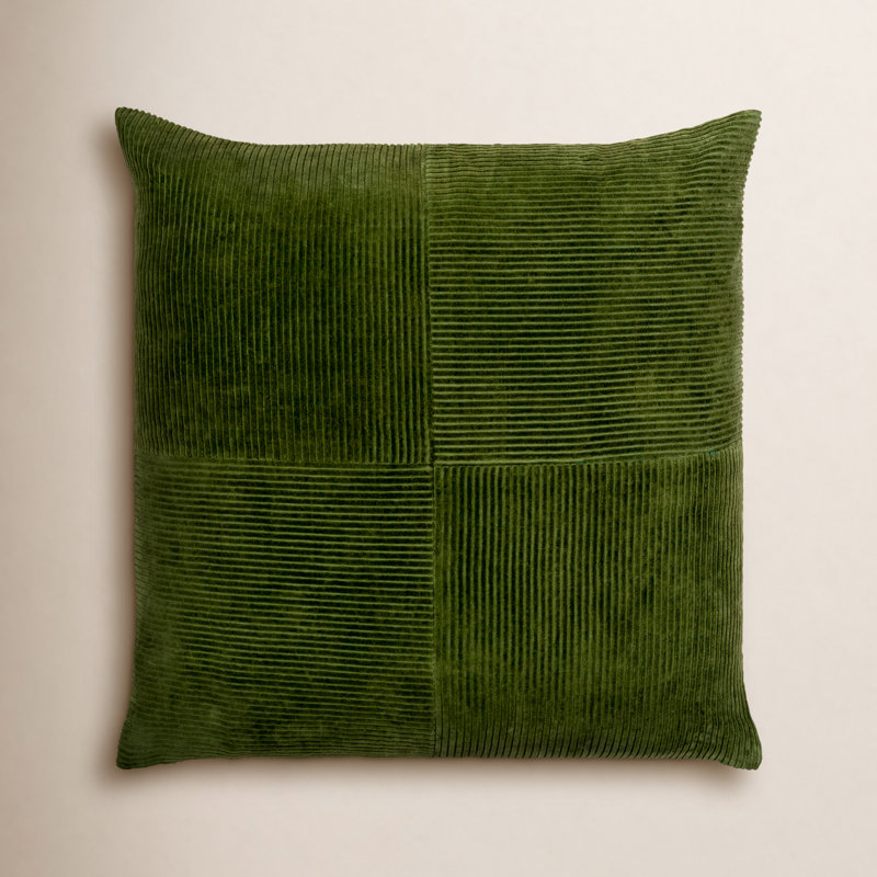 Selma Cotton Reversible Pillow Cover, Square 18", Olive