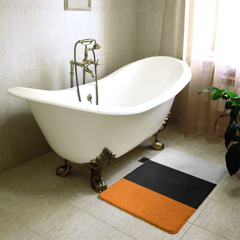 Memory Foam Non-Slip Bath Rug, 17" W x 24" L, Orange/Black, Oklahoma 
