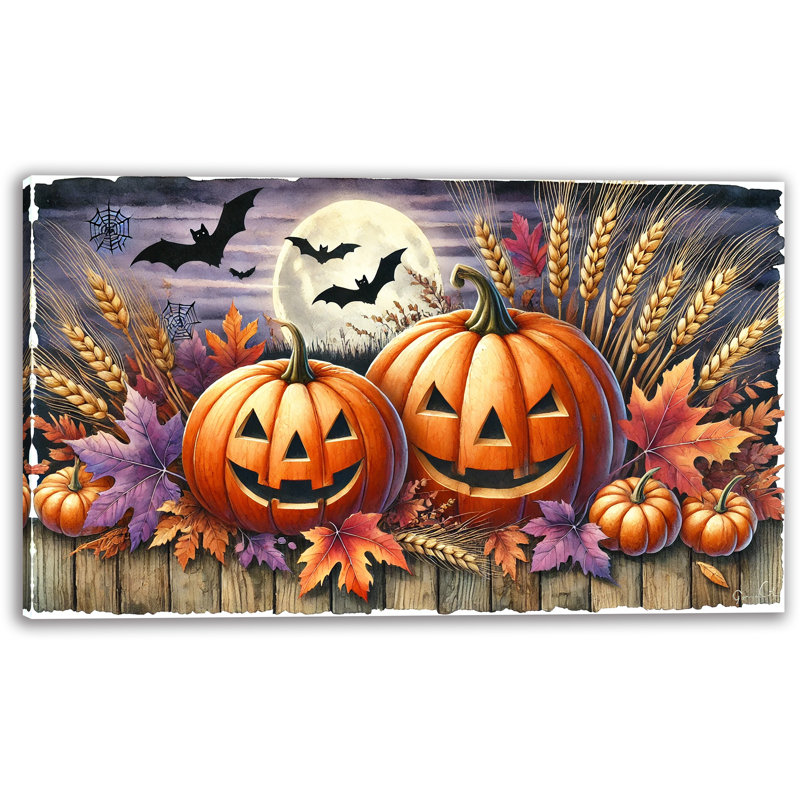 Pleine lune, toile de récolte d'Halloween, H 16 po x l 24 po x P 1,5 po