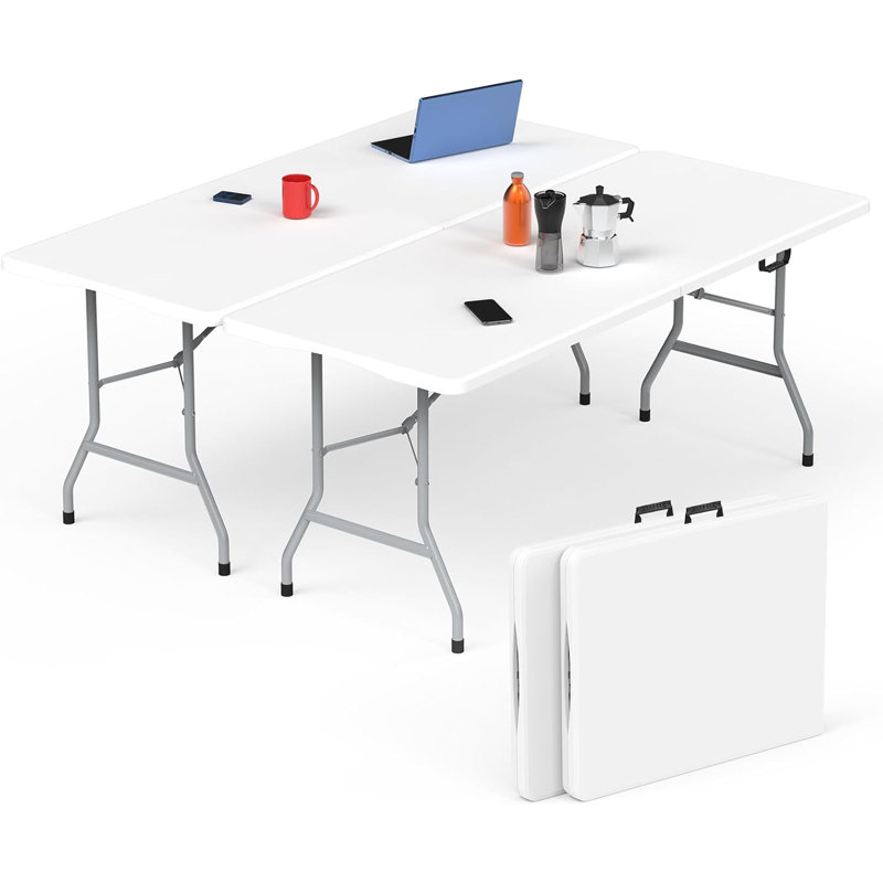 2 pièces, table de camping portative de 6 pi avec poignée et verrous de sécurité