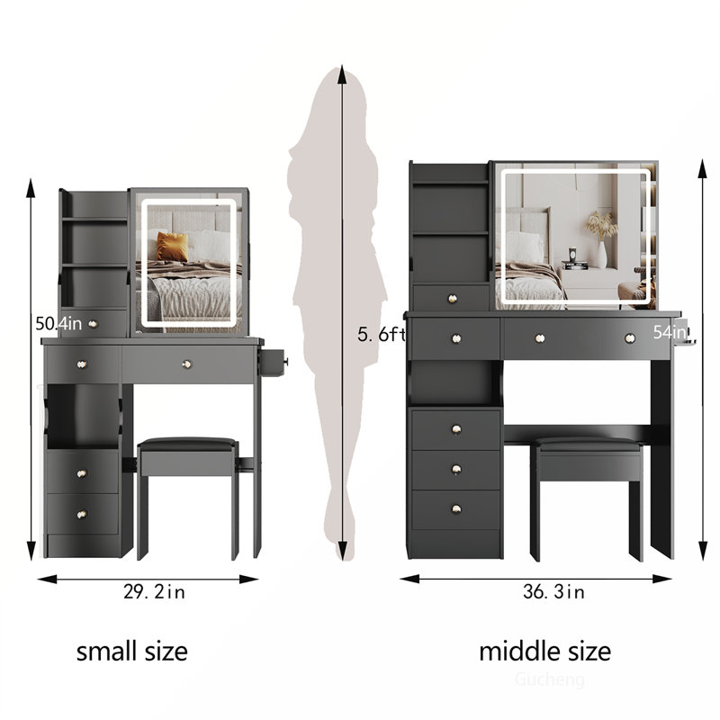 Versatile Desktop Vanity Table with Multiple Functionalities and Accessories
