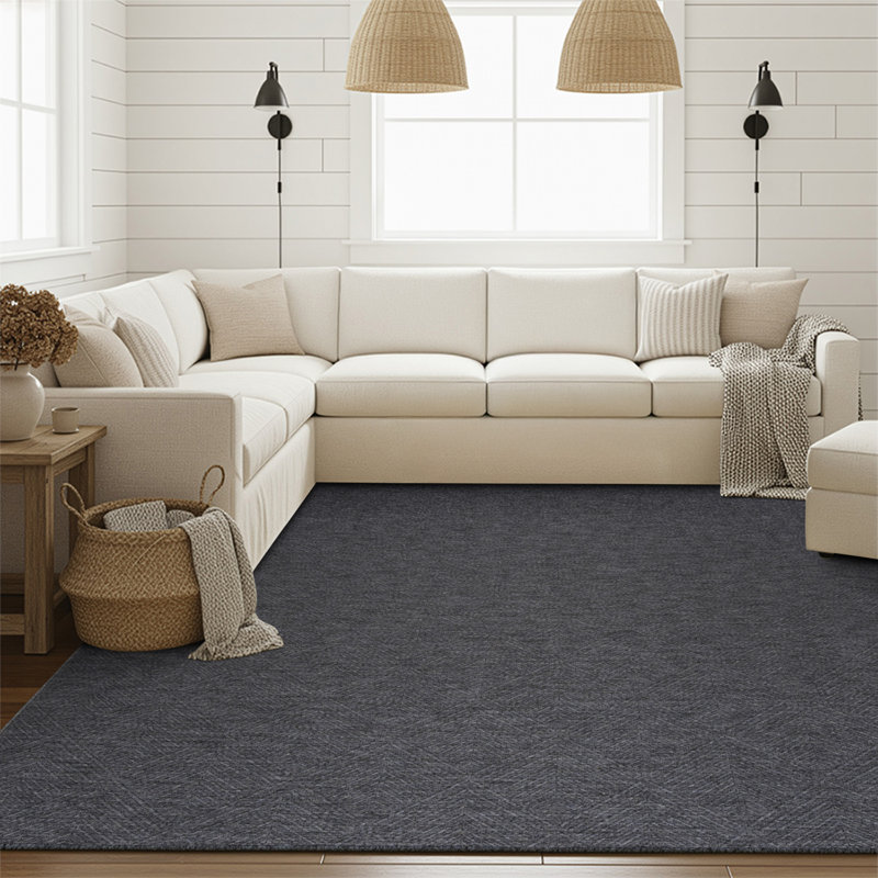 Tapis gris foncé lavable en machine Breneisha, Rectangle 8 pi 10 po x 12 pi 2 po