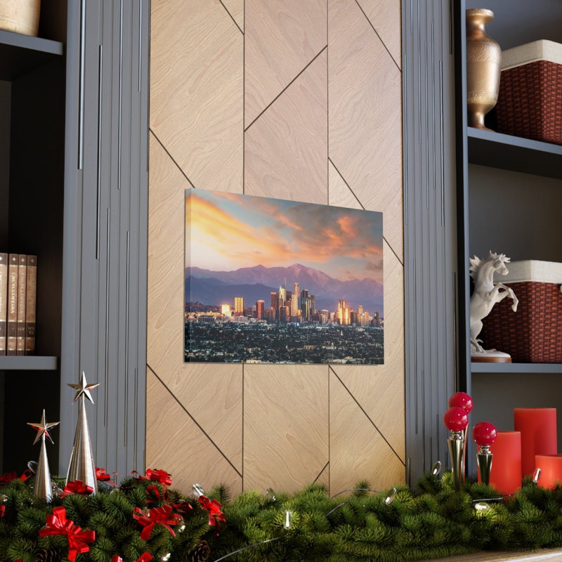 «Los Angeles Daytime Skyline», toile d'art à couper le souffle, paysage urbain époustouflant, H 24 po x l 30 po