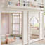 Lits avec rangement, lit mezzanine en bois aggloméré, chambre d'enfant moderne