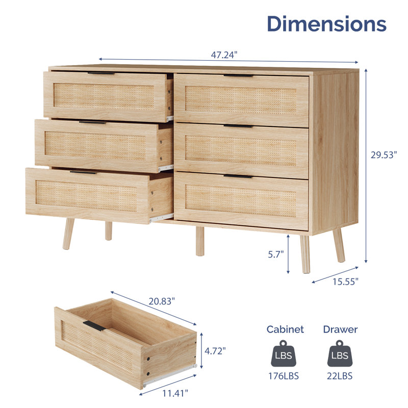 Armoire 6 tiroirs Oak