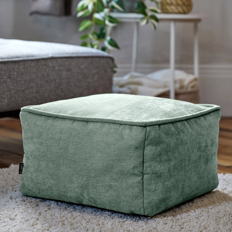 icon Amara Chenille Bean Bag Pouffe Natural, Green