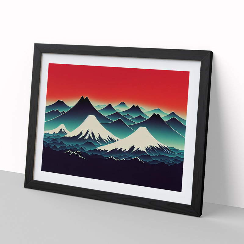 Overwhelming Japanese Mountains - Single Picture Frame Print, Black, 46cm H x 64cm W x 2cm D