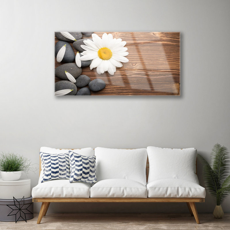 Floral Daisy Stones - No Frame Print on Glass
